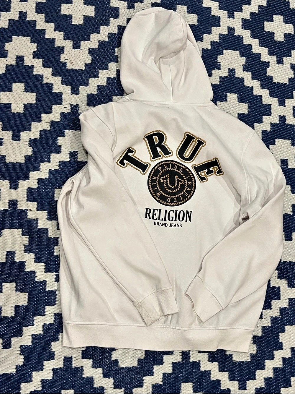 True Religion Zip Up Hoodie White Men’s 3XL